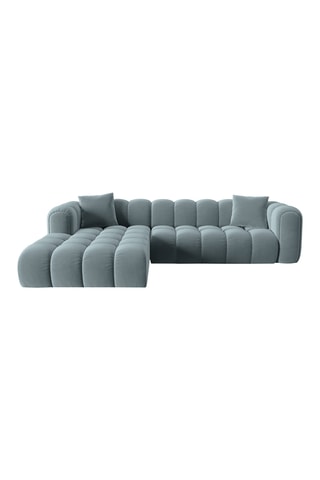 Canapé d'angle gauche Arden - Bleu gris - 4 places - Toucher velours