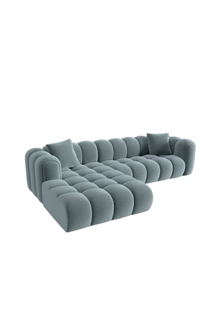 Canapé d'angle gauche Arden - Bleu gris - 4 places - Toucher velours