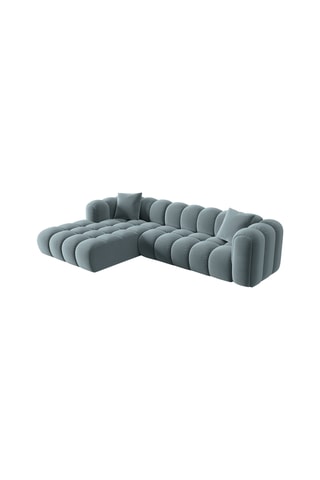 Canapé d'angle gauche Arden - Bleu gris - 4 places - Toucher velours
