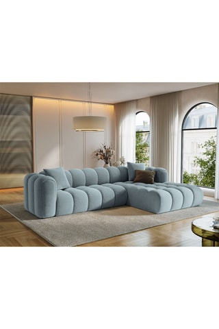 Canapé d'angle droit Arden - Bleu gris - 4 places - Toucher velours