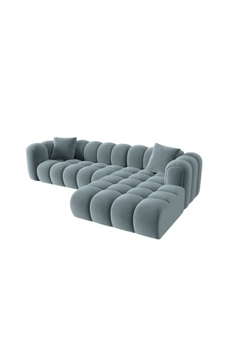 Canapé d'angle droit Arden - Bleu gris - 4 places - Toucher velours