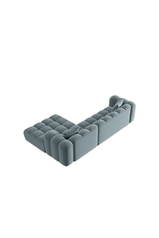 Canapé d'angle droit Arden - Bleu gris - 4 places - Toucher velours
