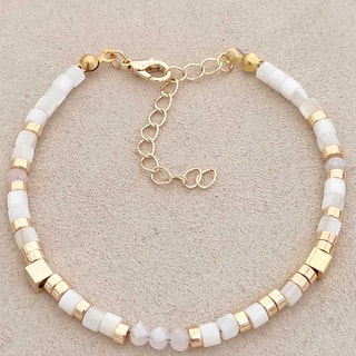 Bracciale - Ottone placcato oro e perle - Bianco