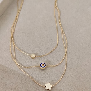 Collana - Ottone placcato - Perle occhio protettore e stella 