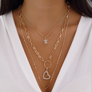 Collana multipla - Ottone dorato e zircone