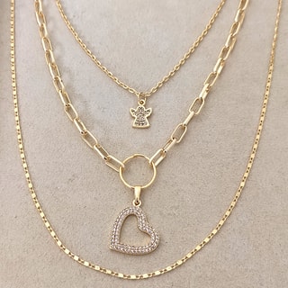 Collana multipla - Ottone dorato e zircone
