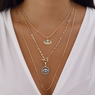 Collana multipla - Ottone dorato e zircone