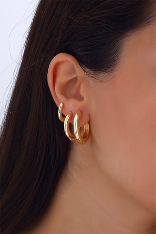 3 orecchini a cerchio laminato oro fino