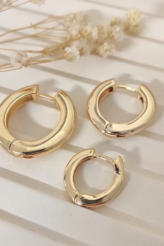 3 orecchini a cerchio laminato oro fino