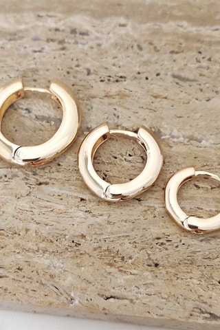 3 orecchini a cerchio laminato oro fino