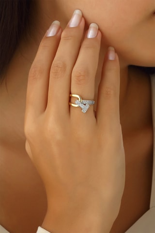 Anello - Placcato oro giallo e zirconi