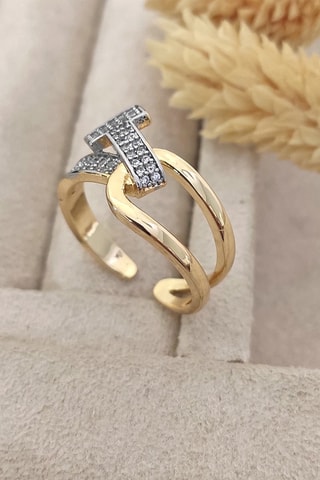 Anello - Placcato oro giallo e zirconi