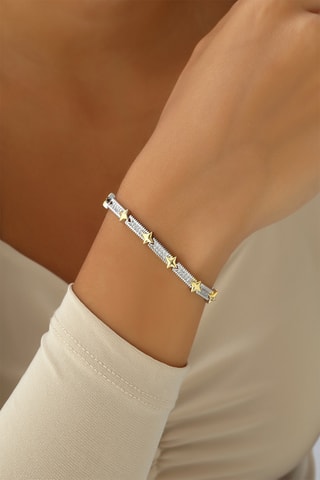 Bracciale - Placcato argento, oro giallo e zirconi