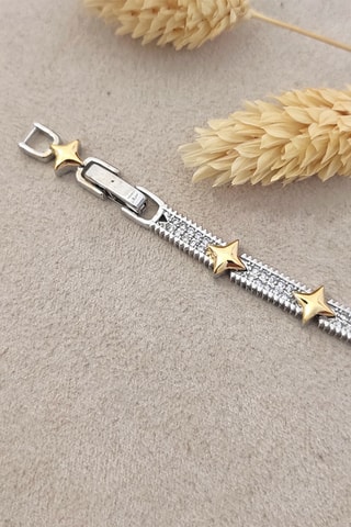 Bracciale - Placcato argento, oro giallo e zirconi