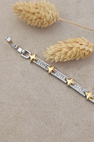 Bracciale - Placcato argento, oro giallo e zirconi