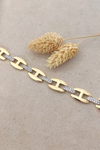 Bracciale laminato oro fino bianco - Zirconi