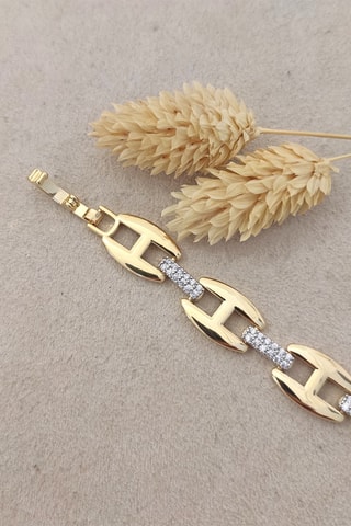 Bracciale laminato oro fino bianco - Zirconi