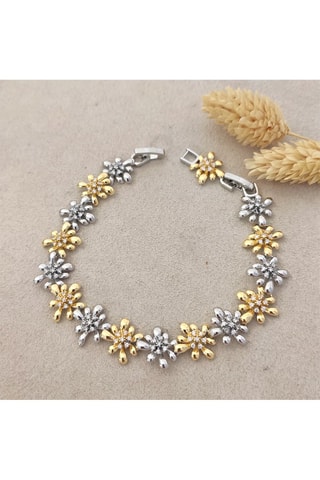 Bracciale laminato oro fino bianco - Zirconi