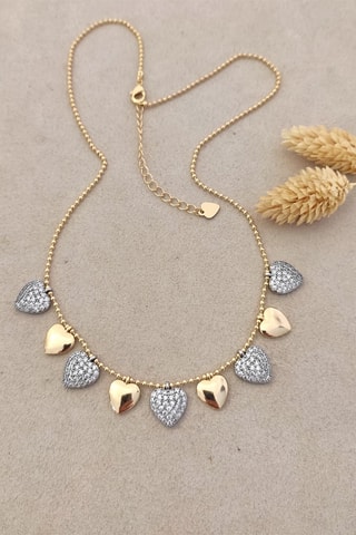 Collana laminato oro fino bianco - Zirconi