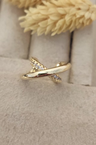Ear cuff laminato oro fino - Zirconi