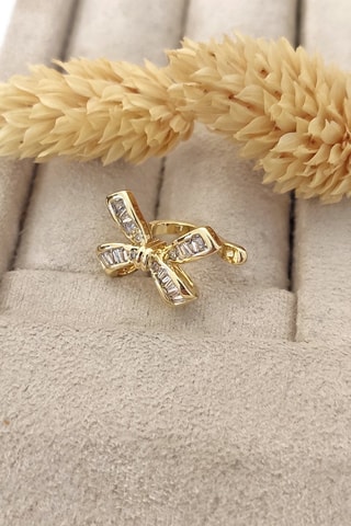 Ear cuff laminato oro fino - Zirconi