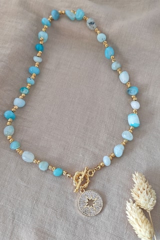 Collana - Placcato oro giallo e agate