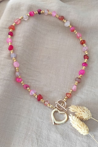 Collana - Placcato oro giallo e agate