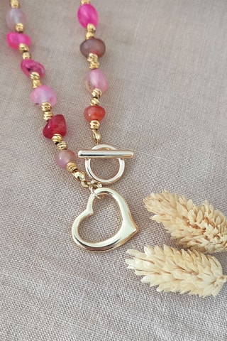 Collana - Placcato oro giallo e agate