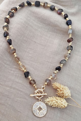 Collana - Placcato oro giallo e agate