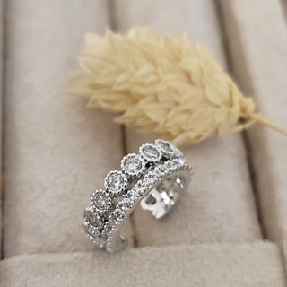Earcuff - Ottone argentato e zircone