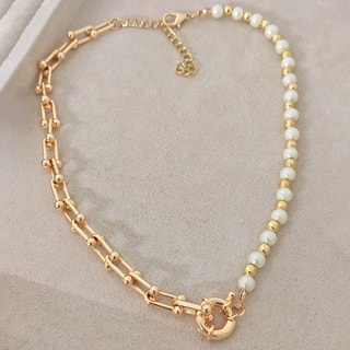 Collana - Ottone placcato oro e perle