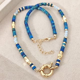 Collana - Ottone placcato oro e pietre turchesi