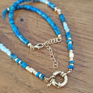 Collana - Ottone placcato oro e pietre turchesi