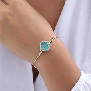 Bracciale - Ottone placcato oro e pietra - Blu