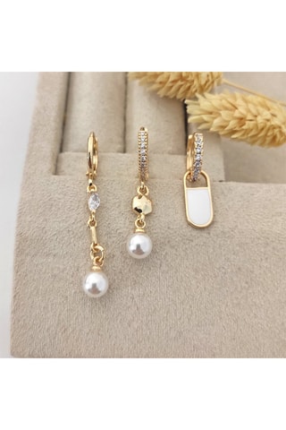 3 orecchini laminato oro fino - Zirconi