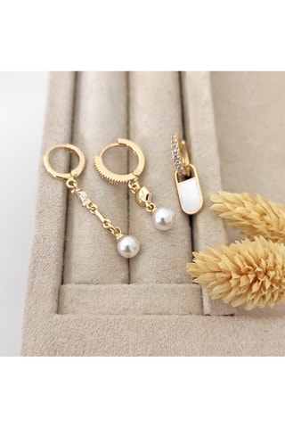 3 orecchini laminato oro fino - Zirconi