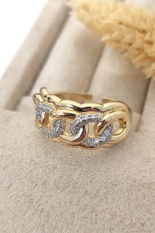Anello - Laminato oro fino e zirconi