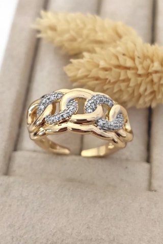 Anello - Laminato oro fino e zirconi