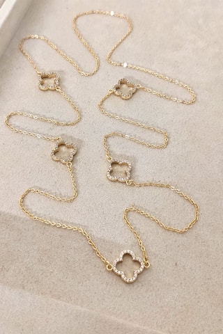 Collana sautoir laminato oro fino - Zirconi