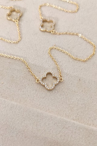 Collana sautoir laminato oro fino - Zirconi