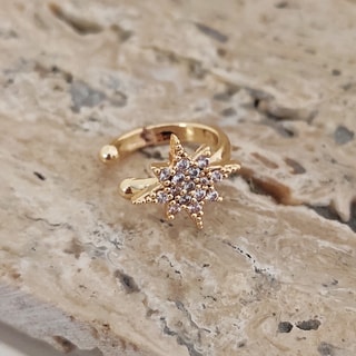 Earcuff - Ottone placcato oro e zircone