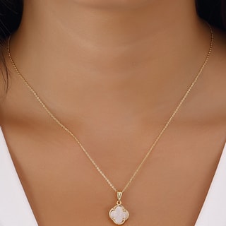 Collana quadrifoglio - Ottone placcato oro e perla madreperla 