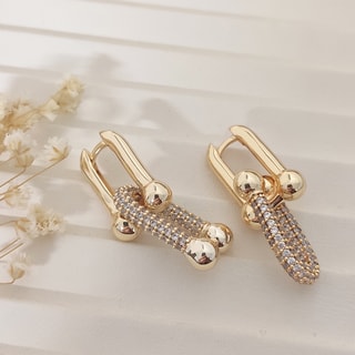 Orecchini - Ottone placcato oro e zircone
