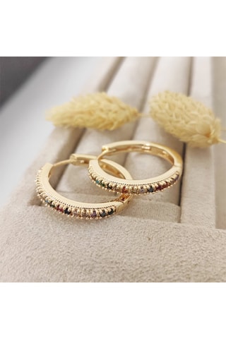 Orecchini a cerchio laminato oro fino - Zirconi
