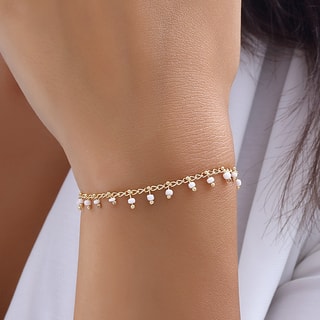 Bracciale catenina - Ottone placcato oro e cristallo