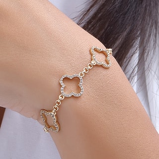 Bracciale quadrifoglio - Ottone placcato oro e pietre di madreperla - Dorato