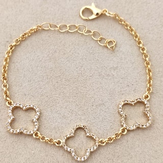 Bracciale quadrifoglio - Ottone placcato oro e pietre di madreperla - Dorato