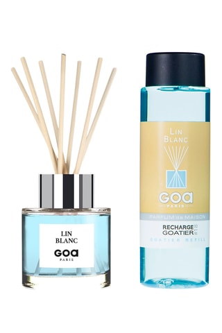 Ambientador de varillas Goatier - Lino blanco- 200 ml y Recarga - 250 ml