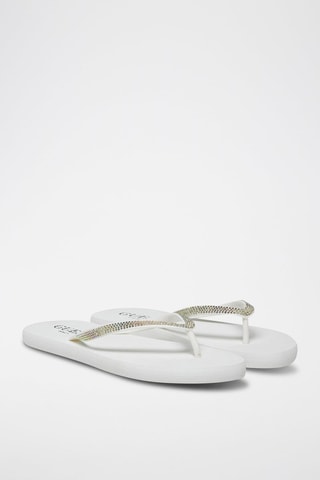 Tongs - Blanc et doré - Guess