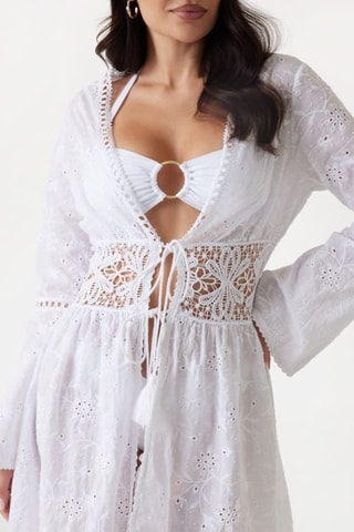 Kimono en broderie anglaise - Blanc - Guess